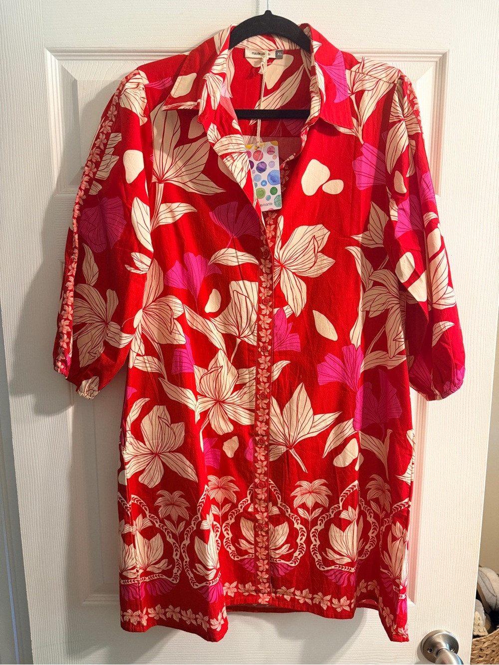 Maude Vivante Red Floral Button-Front Dress